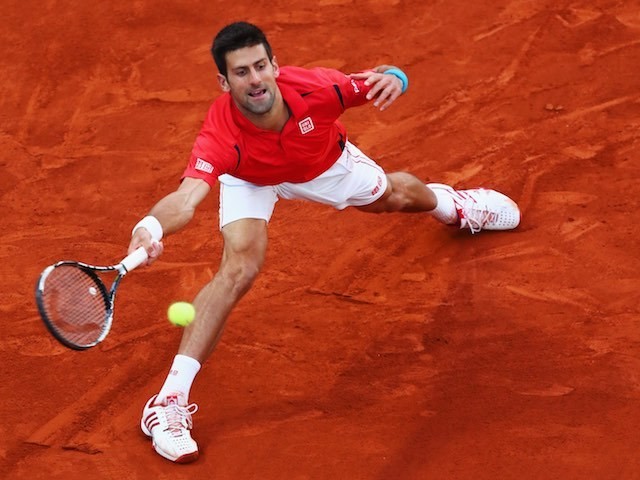 Novak Djokovic in action during the Madrid Open final on May 8, 2016